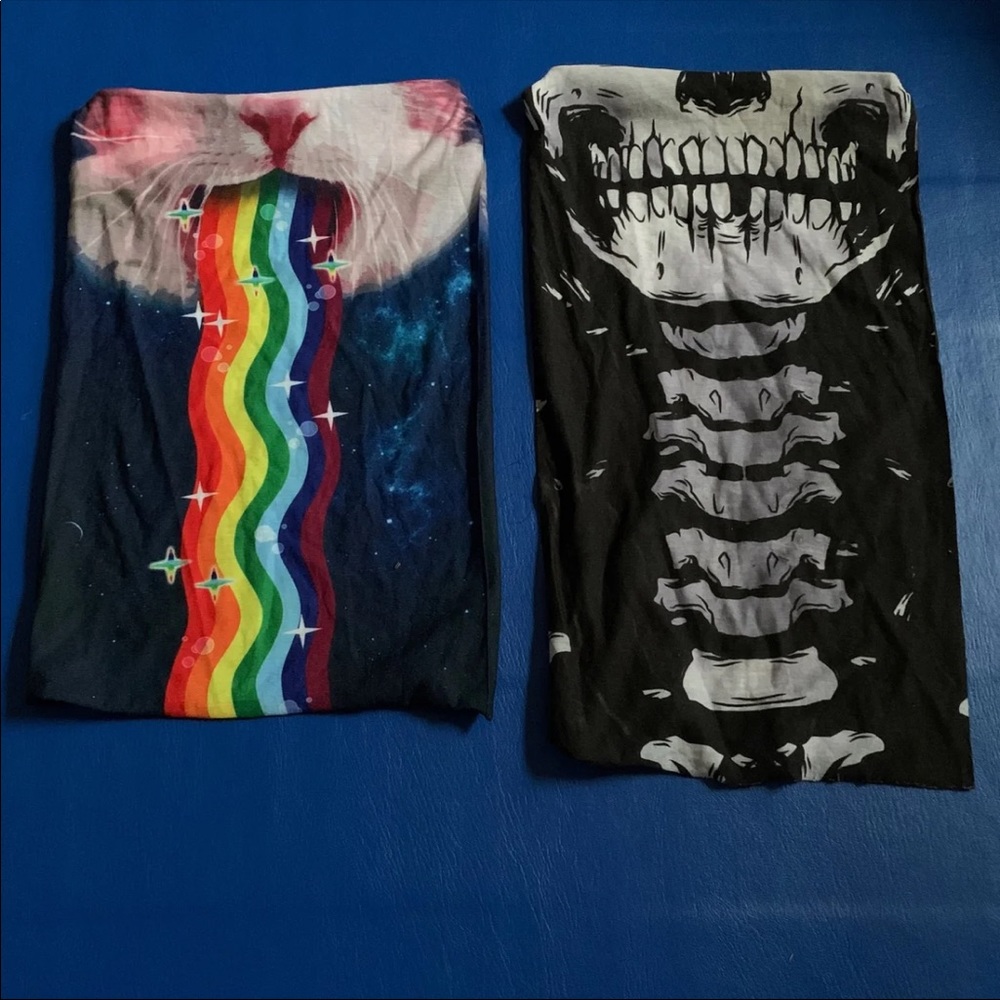 Iheartraves Rainbow Cat Puke Skeleton Face Mask